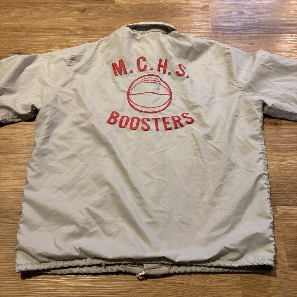 VTG 80s Pla-Jac Dunbrooke Windbreaker Jacket Large Gray MCHS Boosters Basketball
